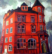 Haus in Rot, 100 x 105 cm, Acryl auf Leinwand