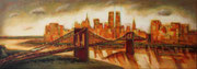 Brooklyn Bridge, Dämmerung,( 10.09.2001 ), 170 x 60 cm, Acryl, Mischtechnik auf Leinwand
