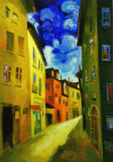 Weiße Wolken,  70 x 100 cm, Öl auf Leinwand