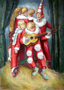 Clowns mit Gitarre, 50 x 70 cm, Öl auf Leinwand