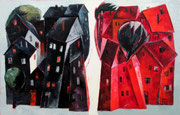 Schwarz-Rot, 140 x 90 cm, Öl auf Leinwand