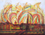 Das Glockenläuten in Heidelberg, 140 x 110 cm, Acryl, Mischtechnik auf Leinwand, / Besitz des Künstlers /