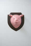 pigtrophy, mixed media on wood, 30x40x35 2010