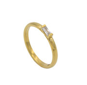 schmaler Ring mit Baguettestein vergoldet Edelstahl