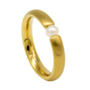Spannring Edelstahl 4mm vergoldet mit Süßwasserperle