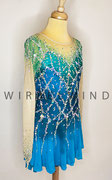 Kleid mir türkis-grünem Farbverlauf, viele hochwertige Strass- und Annähsteine, Gr. XS, Seitenansicht