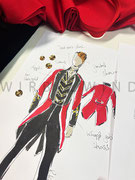 Herrenoutfit zum Thema `The greatest showmen´/ Entwurfsskizze