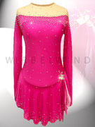 Magentafarbendes Eis- und Rollkunstlaufkleid mit seitlichen Bändern / Vorderansicht / Gr.M