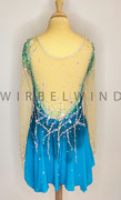 Kleid mir türkis-grünem Farbverlauf, viele hochwertige Strass- und Annähsteine, Gr. XS, Rückenansicht