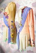 Süsses Kürkleid in zarten Farben mit gestickten 3D Blüten und Schärpe/ Gr. 140-146/ Seitenansichten
