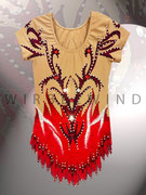 Kürkleid mit vielen Strass- und Annähsteinen, Hautpartien aus blickdichtem Lycra / Gr. 134 / Rückenansicht
