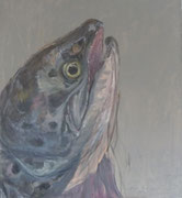 Maria Vogl, Fisch Grau, 103x113, Acryl auf Leinwand