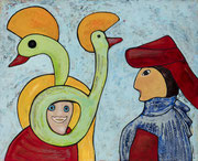 L'artiste et son mécène 100x81cm