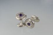 Manschettenknöpfe - Goldschmied - Palladium - Brillanten - Amethyst