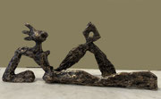 SETCH  Reclining woman, patinated bronze H: 15X37X10cm, sculpture in cut patinated steel. Galerie Gabel, Biot