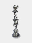Philippe Berry, Eléphants en bronze patine argent, 55cm-Galerie GABEL-  Galerie d'art sud de la France- village de Biot