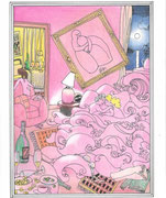 Frank Eric Zeidler "Alors, c'était comment ?" Dessin original , encres, aquarelle, crayon. 28X38cm-  Galerie Gabel, Biot -  Galerie Gabel, Biot