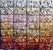 Compression de papiers peints en modules colorés – Joseph Artwork, galerie d'art, pièces uniques, Biot