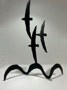 SETCH, H: 45cm, sculpture in cut patinated steel. Galerie Gabel, Biot