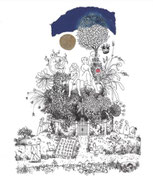  Frank Zeidler, "A l'extérieur la vie continue" Dessin original , encres, aquarelle, crayon. 28X38cm-  Galerie Gabel, Biot -  Galerie Gabel, Biot