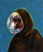 "Blase und Hoody", 2024, Öl auf Leinwand, 60 x 50 cm