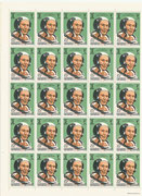 Qatar 399, perforate full sheet of 50 stamps mnh, one time foldered, Michael Collins, Apollo11 
