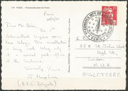 30.09.1950 to 02.10.1950 the 1.Internationale Astronautische Kongress was held in Paris, Participants: Schmiedl, Sänger, Oberth, A.C.Clark, postcard with special postmark dated 30.09.1950