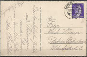 Postcard from Sangerhausen 40 km far from Nordhausen, where the concentration camp Mittelbau-Dora was located, Sangerhausen served for subcamp for Mittelbau-Dora, where forced labor was used for V2 production, postmark 22.11.1943