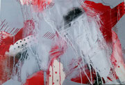 Acryl Misch - Schütt - Collagentechnik auf Leinwand mit breitem Rahmen 1m x 70cm - © KunstMomente Christine Dablander
