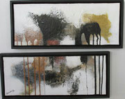 Acryl Spachtel - Mischtechnik auf Leinwand 2tlg. a´50cm x 20cm mit Holzrahmen - © KunstMomente Christine Dablander