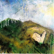 Acryl Misch - Spachtel - Collagentechnik auf Leinwand mit breitem Rahmen 80cm x 80cm -  © KunstMomente Christine Dablander