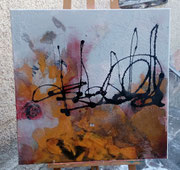Acryl Rost - Misch - Spachtel - Collagentechnik auf Leinwand mit breitem Rahmen 80cm x 80cm © KunstMomente Christine Dablander