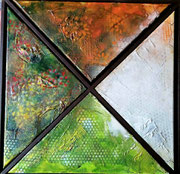 Acryl Misch - Spachteltechnik auf Leinwand mit Holrahmen 4 Jahreszeiten Abstrakt 4tlg. © KunstMomente Christine Dablander