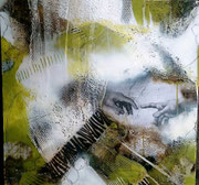 Acryl Schütt- Misch- Collagentechnik auf Leinwand mit breitem Rahmen 80cm x 80cm - © KunstMomente Christine Dablander