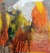 Acryl Schütt - Misch - Spachteltechnik auf Leinwand mit breitem Rahmen 40cm x 40cm - © KunstMomente Christine Dablander