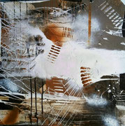 Acryl Schütt - Misch - Collagentechnik auf Leinwand mit Holzrahmen 1m x 1m - © KunstMomente Christine Dablander