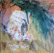 Acryl Schütt- Misch- Collagentechnik auf Leinwand  50cm x 50cm © KunstMomente Christine Dablander