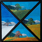 Acryl Collagen - Mischtechnik auf Leinwand 48cm x 48cm - © KunstMomente Christine Dablander