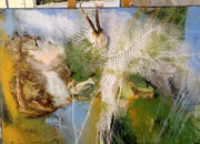 Acryl Schütt - Misch - Collagentechnik auf Leinwand mit Holzrahmen 1m x 70cm -  © KunstMomente Christine Dablander