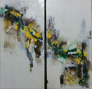 Acryl Mischtechnik auf Holzplatte 2 tlg. a`70cm x 35cm - © KunstMomente Christine Dablander