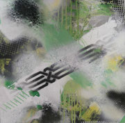 Acryl Schütt -Mischtechnik auf Holzplatte 70cm x 70cm - © KunstMomente Christine Dablander