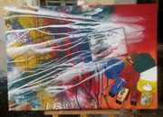 Acryl Schütt - Mischtechnik auf Leinwand 90cm - © KunstMomente Christine Dablander x 70cm 