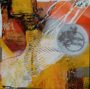 Acryl Schütt - Misch - Collagentechnik auf Leinwand mit 50cm x 50cm - © KunstMomente Christine Dablander