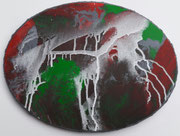 Acryl - Schütt - Misch - Rinntechnik auf Leinwand Oval - © KunstMomente Christine Dablander  