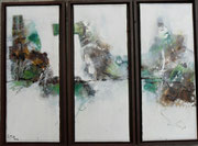 Acryl Mischtechnik auf Leinwand 3tlg. a`60cm x 30cm mit Holzrahmen - 99cm x 60cm - © KunstMomente Christine Dablander