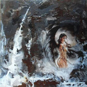 Acryl Schütt - Spachtel - Collagen - Mischtechnik auf Leinwand mit Holzrahmen 50cm x 50cm - © KunstMomente Christine Dablander