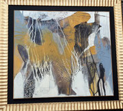  Acryl Misch- Schütt- Collagentechnik auf Leinwand in altem goldenen Holzrahmen 103cm x 93cm - © KunstMomente Christine Dablander