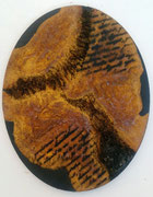 Acryl Rost - Spachteltechnik Oval auf Leinwand 50cm x 40cm - © KunstMomente Christine Dablander