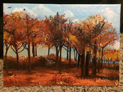 A gift for one of my favorite teachers, Twyla. This was a recreation of "Autumn Landscape" by Vincent van Gogh.