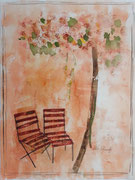 Paar, Aquarell auf Leinwand, 36x47cm, verkauft